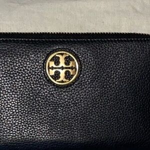 Tory Burch Black Wallet with Gold Logo